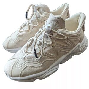 Adidas Ozweego Plus Running Shoes Women 8.5 Wonder White Suede cream chunky